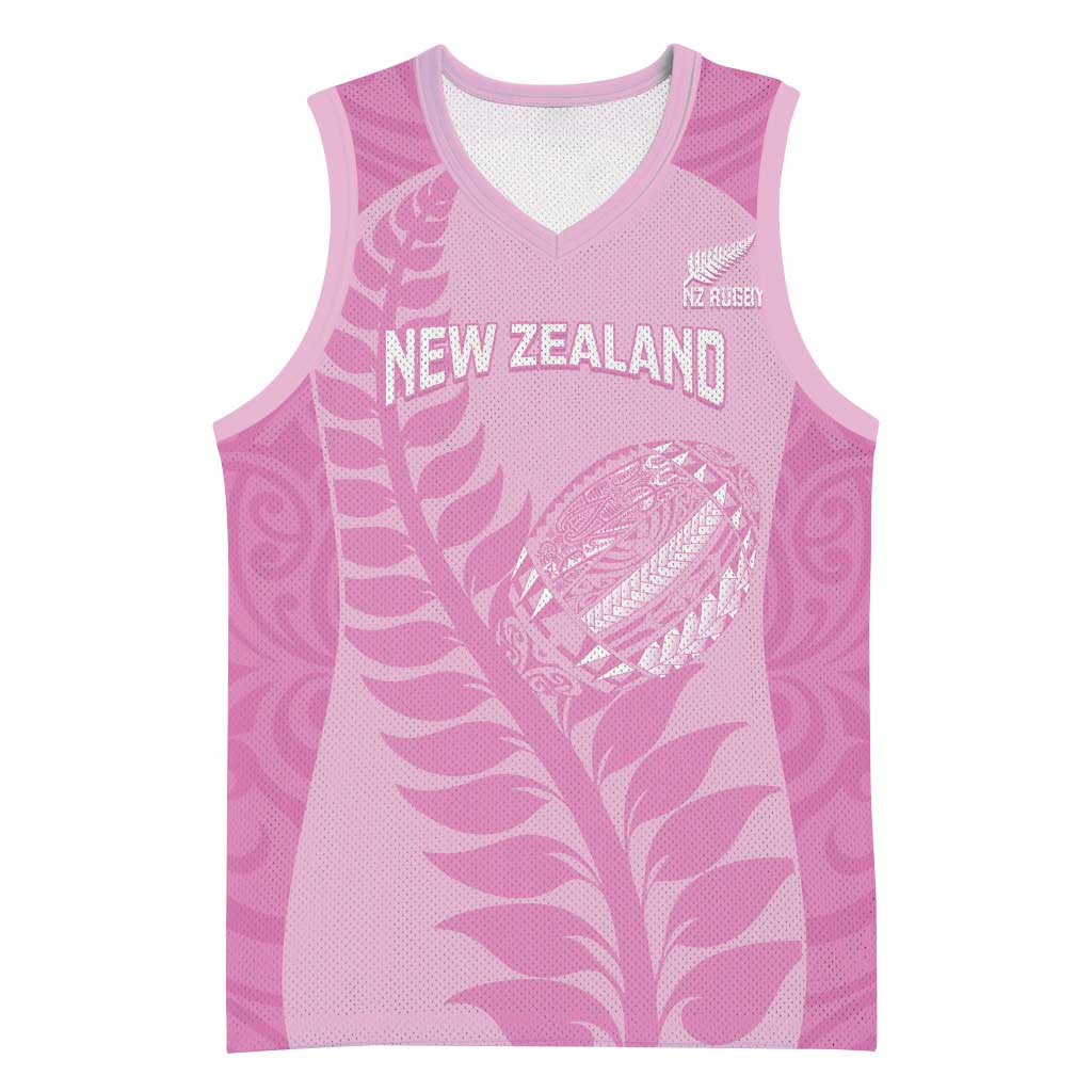 Custom New Zealand Silver Fern Rugby 2025 Basketball Jersey All Black Aotearoa Maori Pink LT14 Unisex Pink - Polynesian Pride