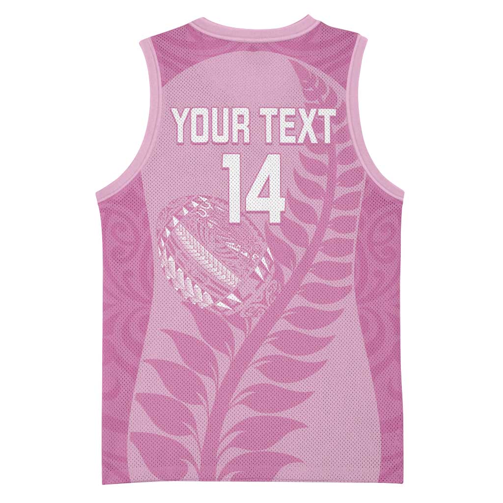 Custom New Zealand Silver Fern Rugby 2025 Basketball Jersey All Black Aotearoa Maori Pink LT14 - Polynesian Pride