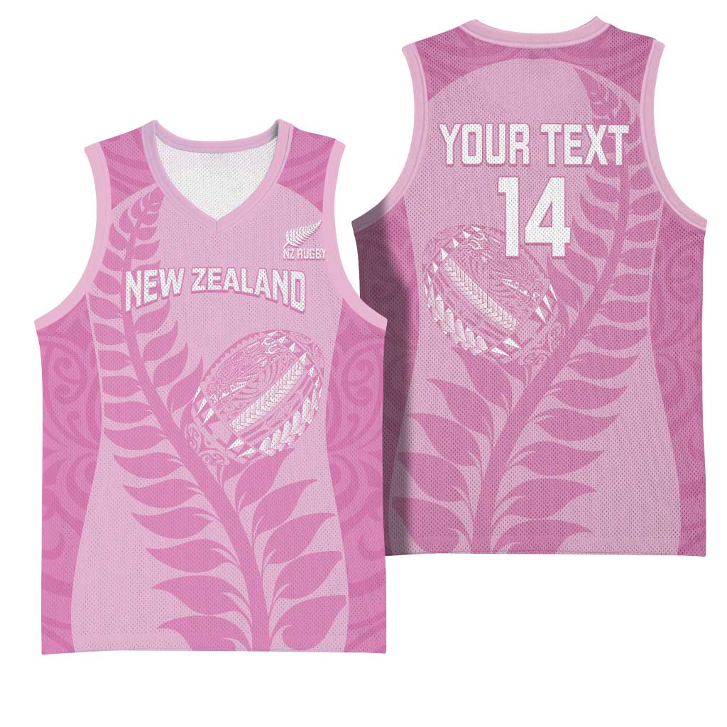 Custom New Zealand Silver Fern Rugby 2025 Basketball Jersey All Black Aotearoa Maori Pink LT14 - Polynesian Pride