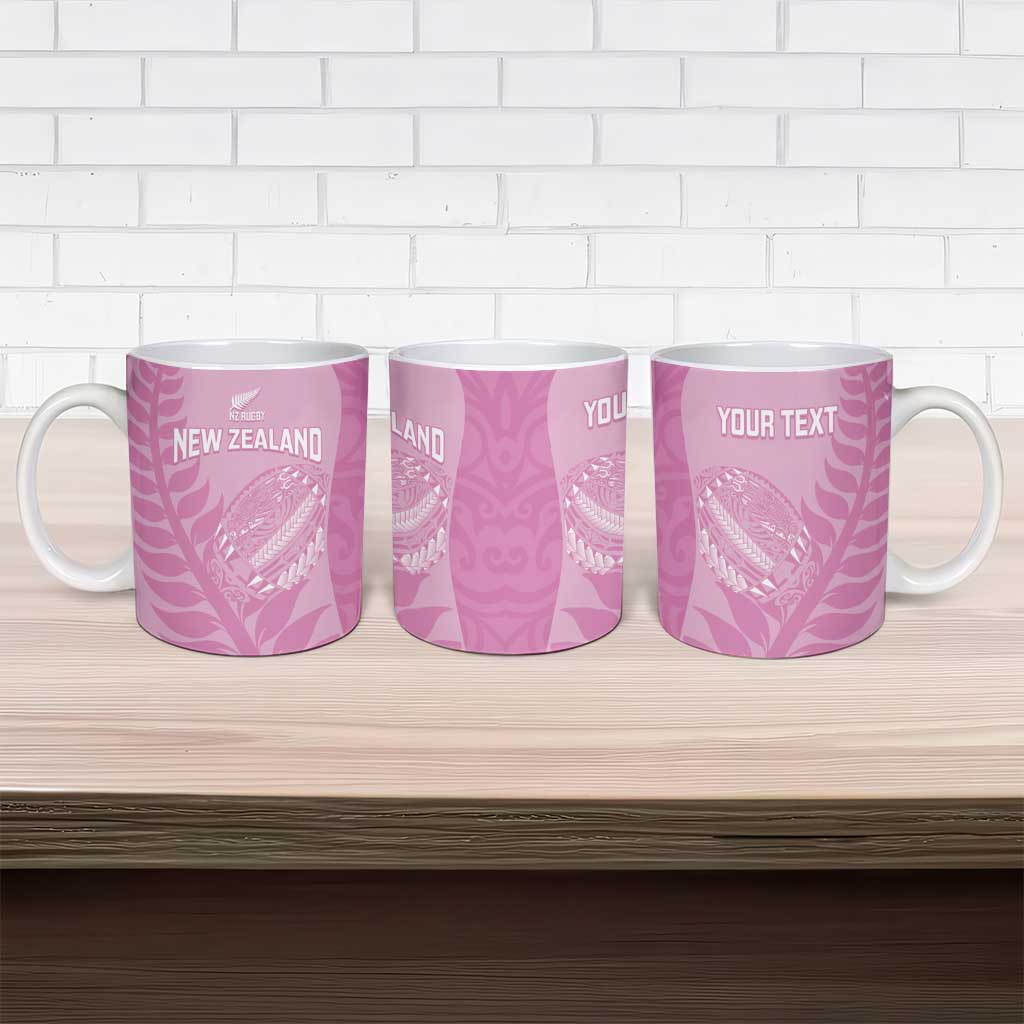 Custom New Zealand Silver Fern Rugby 2025 Ceramic Mug All Black Aotearoa Maori Pink - Polynesian Pride