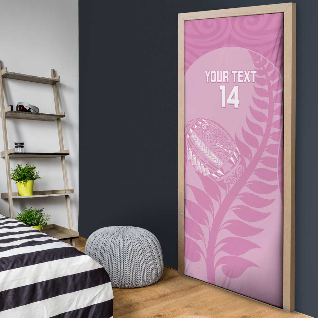 Custom New Zealand Silver Fern Rugby 2025 Door Cover All Black Aotearoa Maori Pink LT14 - Polynesian Pride