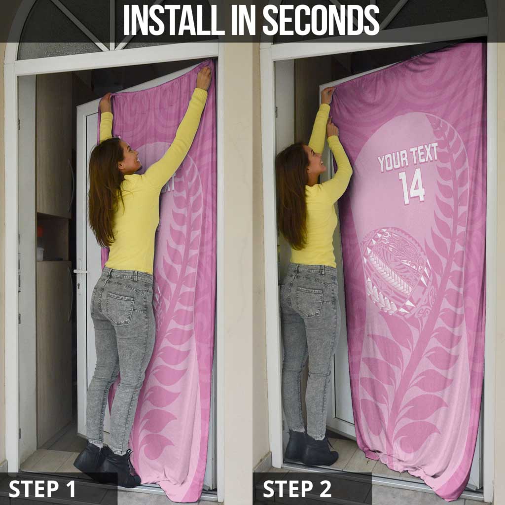Custom New Zealand Silver Fern Rugby 2025 Door Cover All Black Aotearoa Maori Pink LT14 - Polynesian Pride
