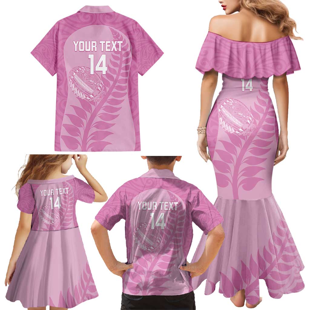 Custom New Zealand Silver Fern Rugby 2025 Family Matching Mermaid Dress and Hawaiian Shirt All Black Aotearoa Maori Pink LT14 - Polynesian Pride
