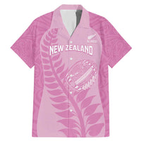 Custom New Zealand Silver Fern Rugby 2025 Family Matching Mermaid Dress and Hawaiian Shirt All Black Aotearoa Maori Pink LT14 Dad's Shirt - Short Sleeve Pink - Polynesian Pride