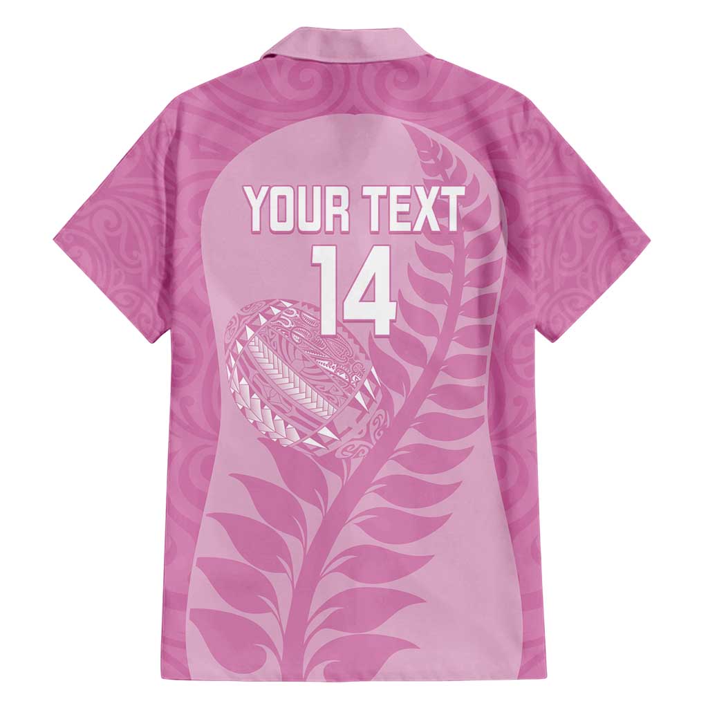 Custom New Zealand Silver Fern Rugby 2025 Family Matching Off Shoulder Maxi Dress and Hawaiian Shirt All Black Aotearoa Maori Pink LT14 - Polynesian Pride
