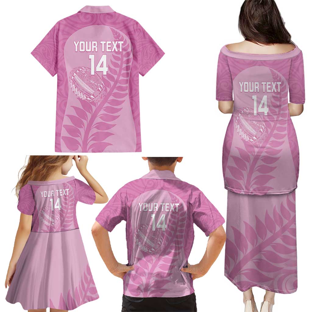 Custom New Zealand Silver Fern Rugby 2025 Family Matching Puletasi and Hawaiian Shirt All Black Aotearoa Maori Pink LT14 - Polynesian Pride