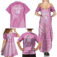 Custom New Zealand Silver Fern Rugby 2025 Family Matching Summer Maxi Dress and Hawaiian Shirt All Black Aotearoa Maori Pink LT14 - Polynesian Pride