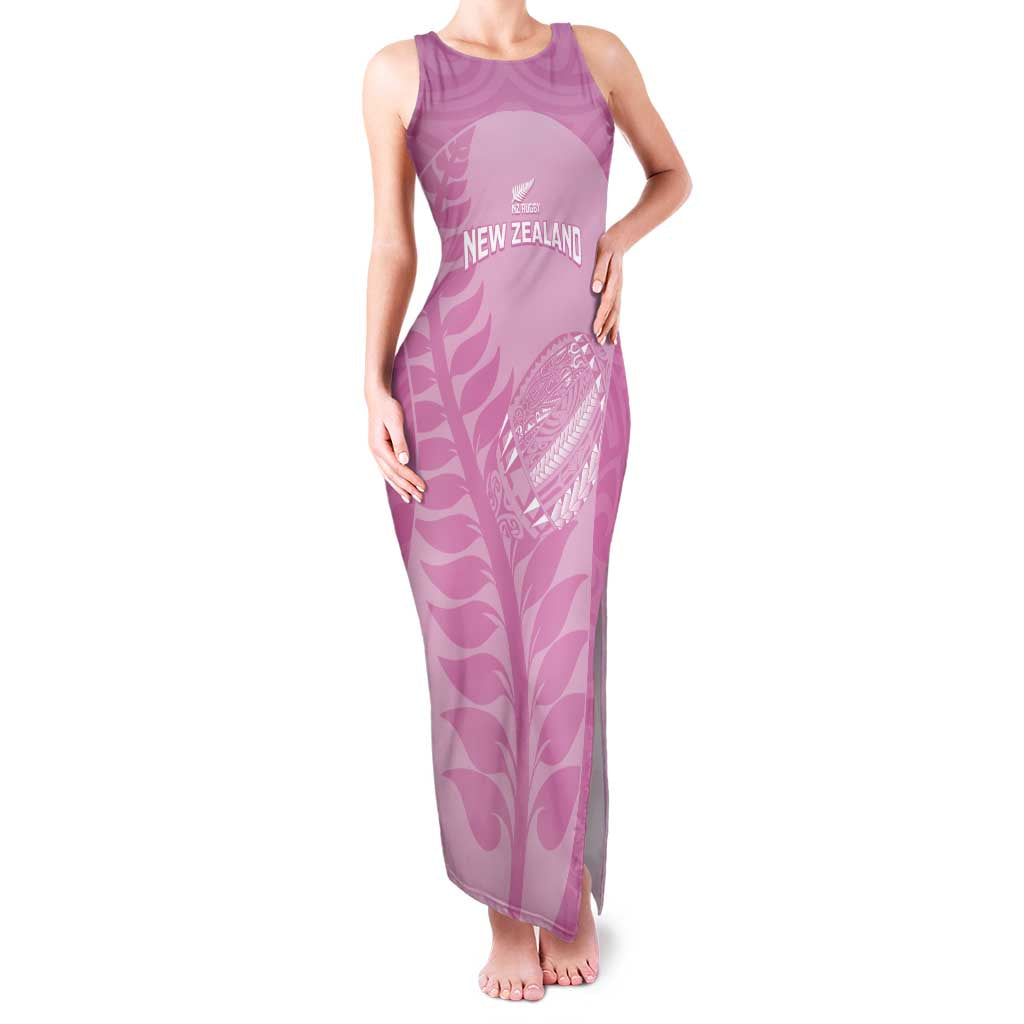 Custom New Zealand Silver Fern Rugby 2025 Family Matching Tank Maxi Dress and Hawaiian Shirt All Black Aotearoa Maori Pink LT14 Mom's Dress Pink - Polynesian Pride