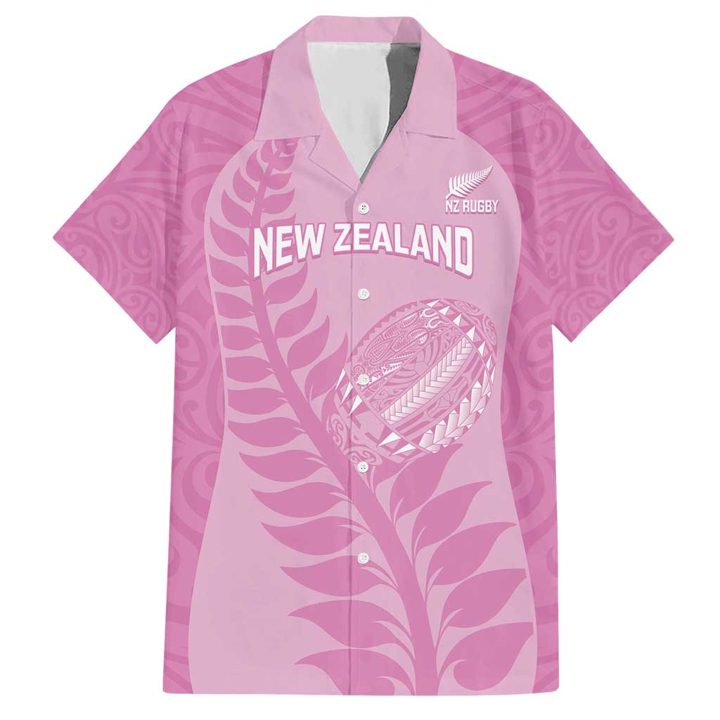 Custom New Zealand Silver Fern Rugby 2025 Hawaiian Shirt All Black Aotearoa Maori Pink LT14 Pink - Polynesian Pride