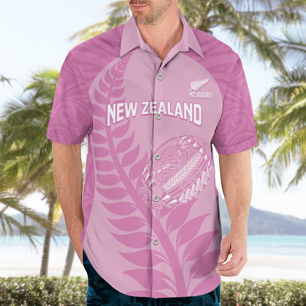 Custom New Zealand Silver Fern Rugby 2025 Hawaiian Shirt All Black Aotearoa Maori Pink LT14 - Polynesian Pride