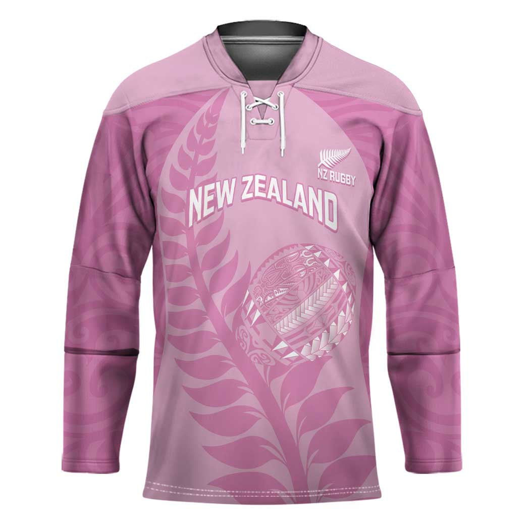 Custom New Zealand Silver Fern Rugby 2025 Hockey Jersey All Black Aotearoa Maori Pink LT14 Unisex Pink - Polynesian Pride