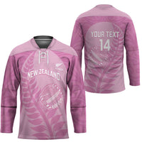 Custom New Zealand Silver Fern Rugby 2025 Hockey Jersey All Black Aotearoa Maori Pink LT14 - Polynesian Pride
