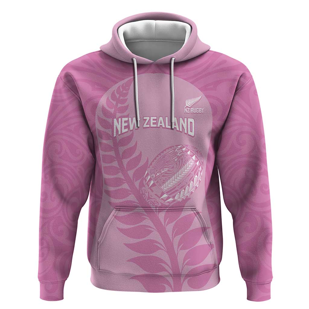 Custom New Zealand Silver Fern Rugby 2025 Hoodie All Black Aotearoa Maori Pink LT14 Pullover Hoodie Pink - Polynesian Pride