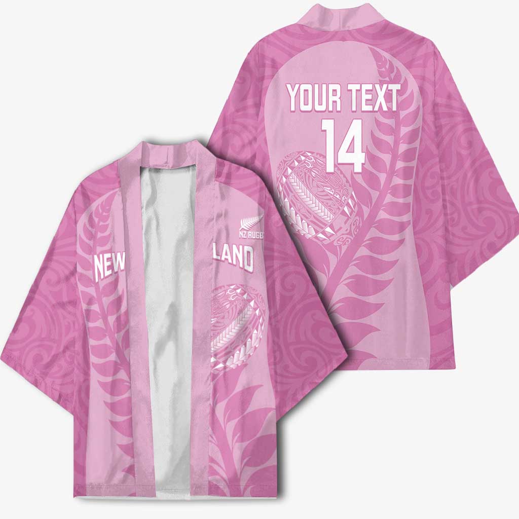 Custom New Zealand Silver Fern Rugby 2025 Kimono All Black Aotearoa Maori Pink - Polynesian Pride
