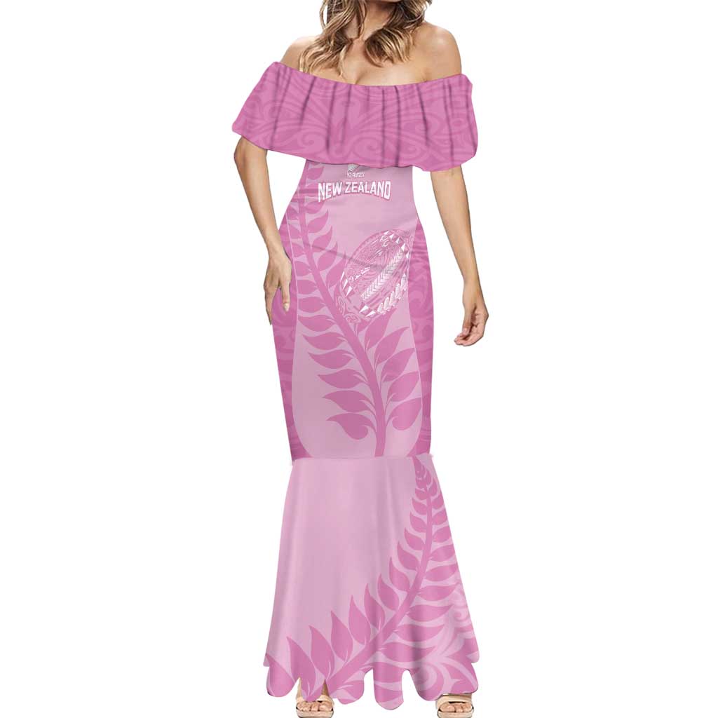 Custom New Zealand Silver Fern Rugby 2025 Mermaid Dress All Black Aotearoa Maori Pink LT14 - Polynesian Pride