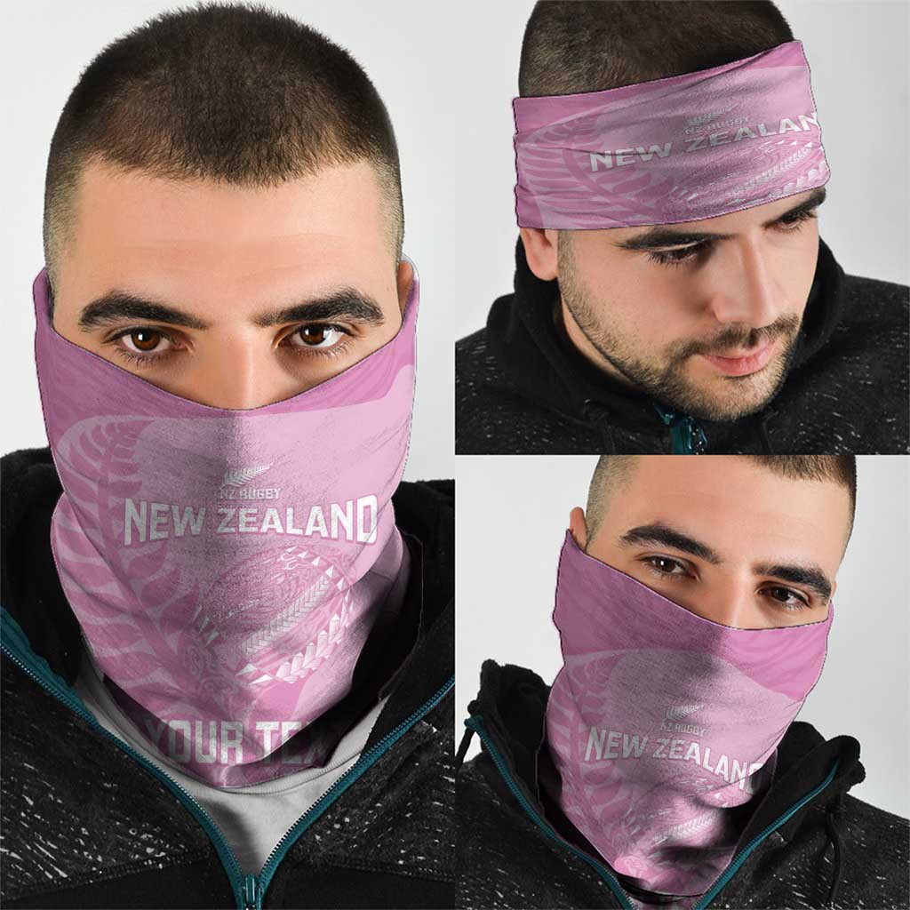Custom New Zealand Silver Fern Rugby 2025 Neck Gaiter All Black Aotearoa Maori Pink - Polynesian Pride