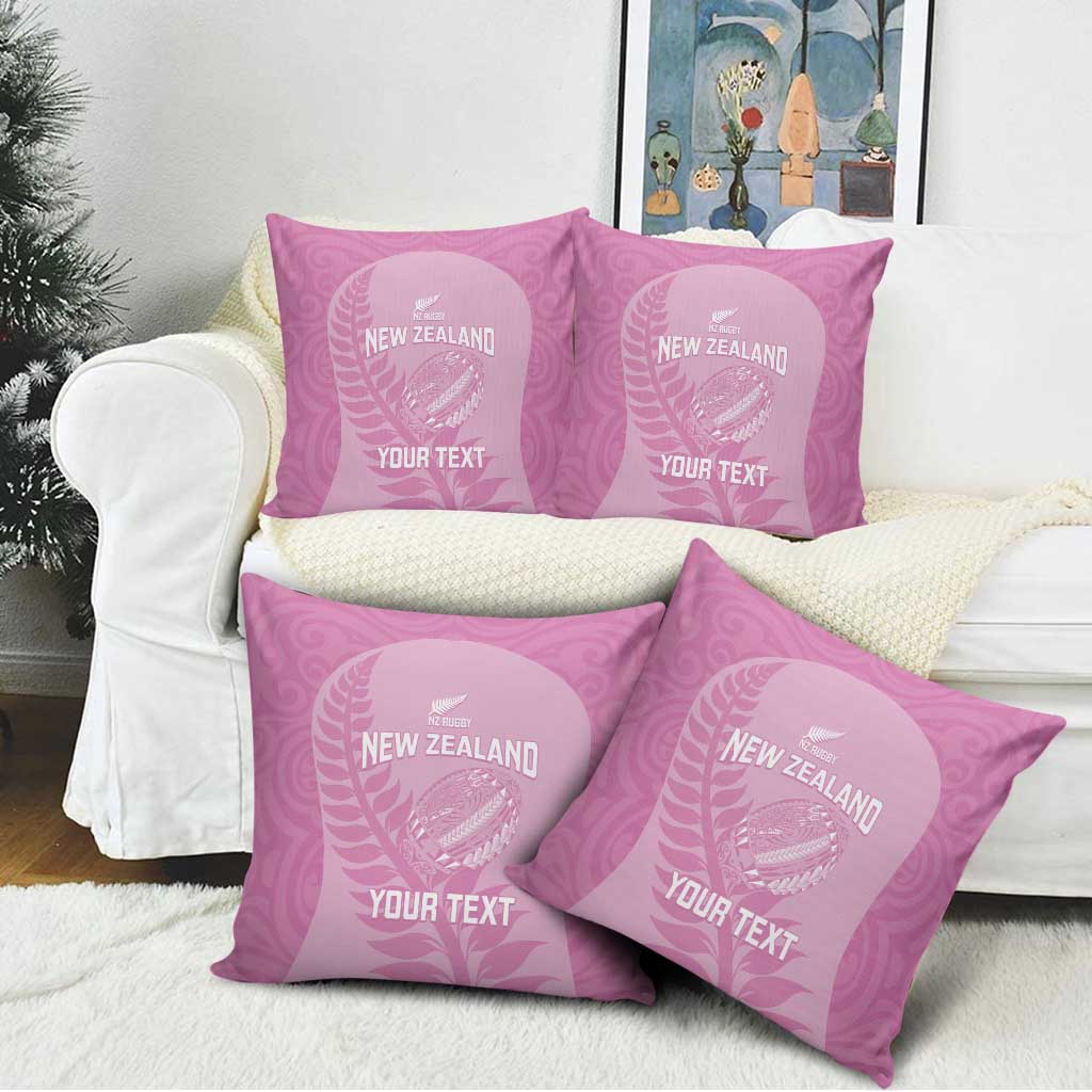 Custom New Zealand Silver Fern Rugby 2025 Pillow Cover All Black Aotearoa Maori Pink - Polynesian Pride