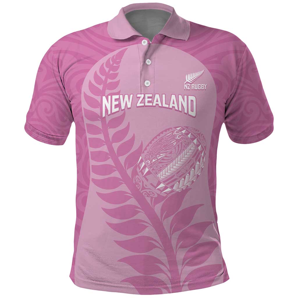 Custom New Zealand Silver Fern Rugby 2025 Polo Shirt All Black Aotearoa Maori Pink LT14 Pink - Polynesian Pride
