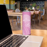 Custom New Zealand Silver Fern Rugby 2025 Skinny Tumbler All Black Aotearoa Maori Pink LT14 - Polynesian Pride