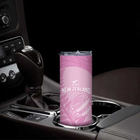Custom New Zealand Silver Fern Rugby 2025 Skinny Tumbler All Black Aotearoa Maori Pink LT14 - Polynesian Pride
