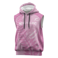 Custom New Zealand Silver Fern Rugby 2025 Sleeveless Hoodie All Black Aotearoa Maori Pink LT14 Pink - Polynesian Pride