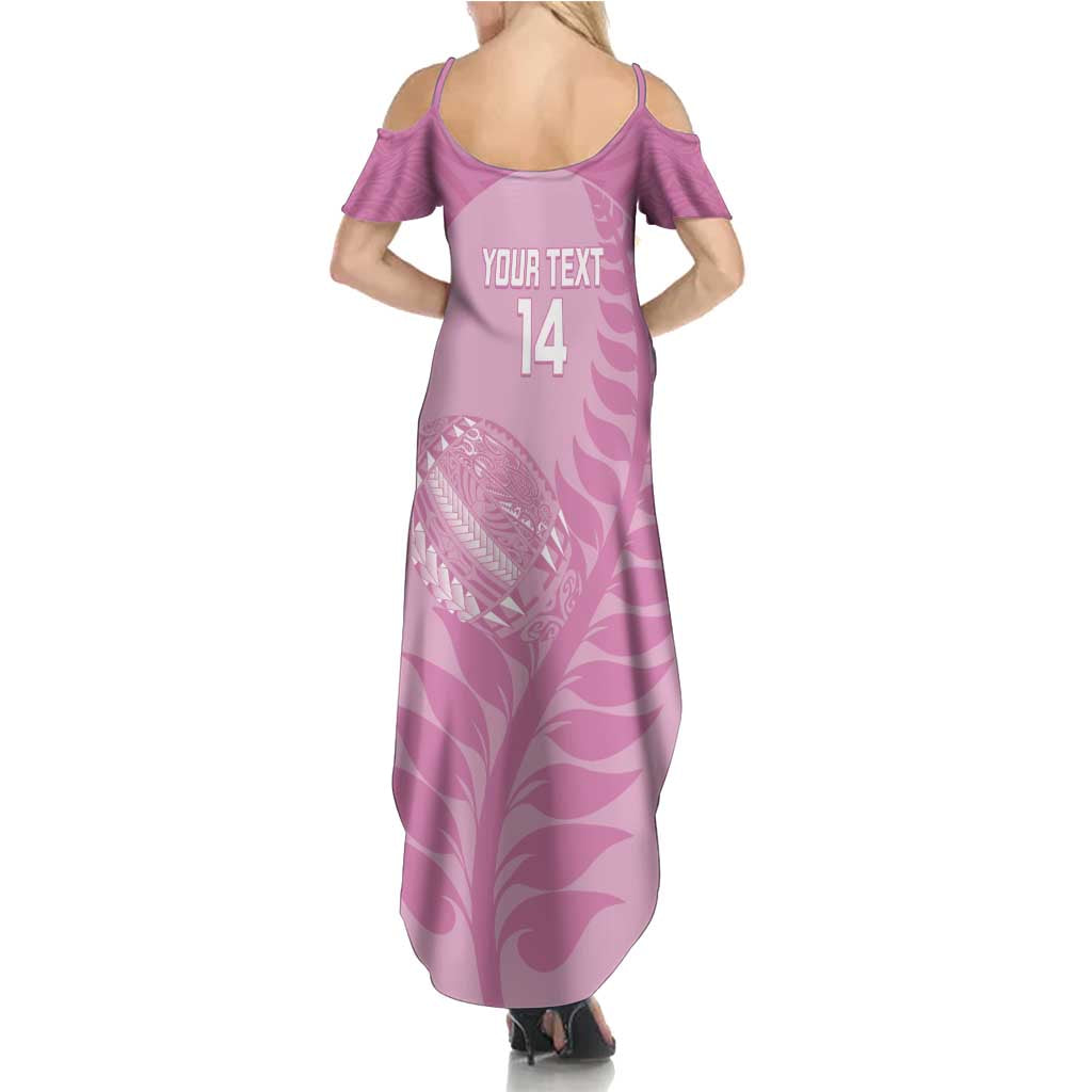 Custom New Zealand Silver Fern Rugby 2025 Summer Maxi Dress All Black Aotearoa Maori Pink LT14 - Polynesian Pride