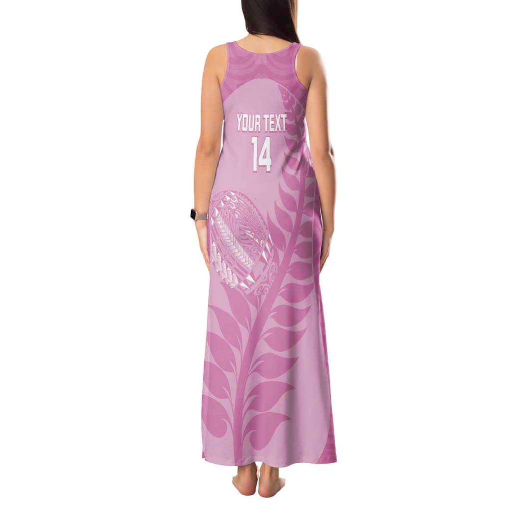 Custom New Zealand Silver Fern Rugby 2025 Tank Maxi Dress All Black Aotearoa Maori Pink LT14 - Polynesian Pride