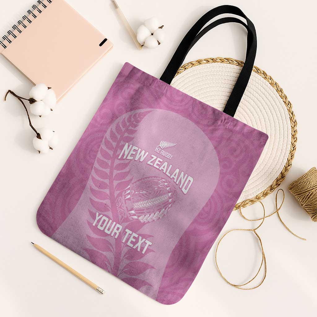 Custom New Zealand Silver Fern Rugby 2025 Tote Bag All Black Aotearoa Maori Pink - Polynesian Pride