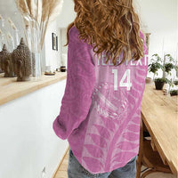 Custom New Zealand Silver Fern Rugby 2025 Women Casual Shirt All Black Aotearoa Maori Pink LT14 - Polynesian Pride