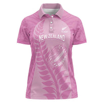 Custom New Zealand Silver Fern Rugby 2025 Women Polo Shirt All Black Aotearoa Maori Pink LT14 Female Pink - Polynesian Pride