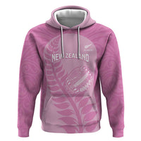Custom New Zealand Silver Fern Rugby 2025 Zip Hoodie All Black Aotearoa Maori Pink LT14 Pullover Hoodie Pink - Polynesian Pride