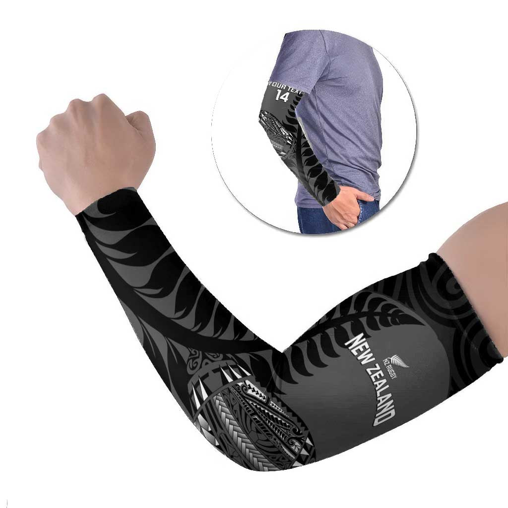 Custom New Zealand Silver Fern Rugby 2025 Arm Sleeves Go Champions Aotearoa Maori Black - Polynesian Pride