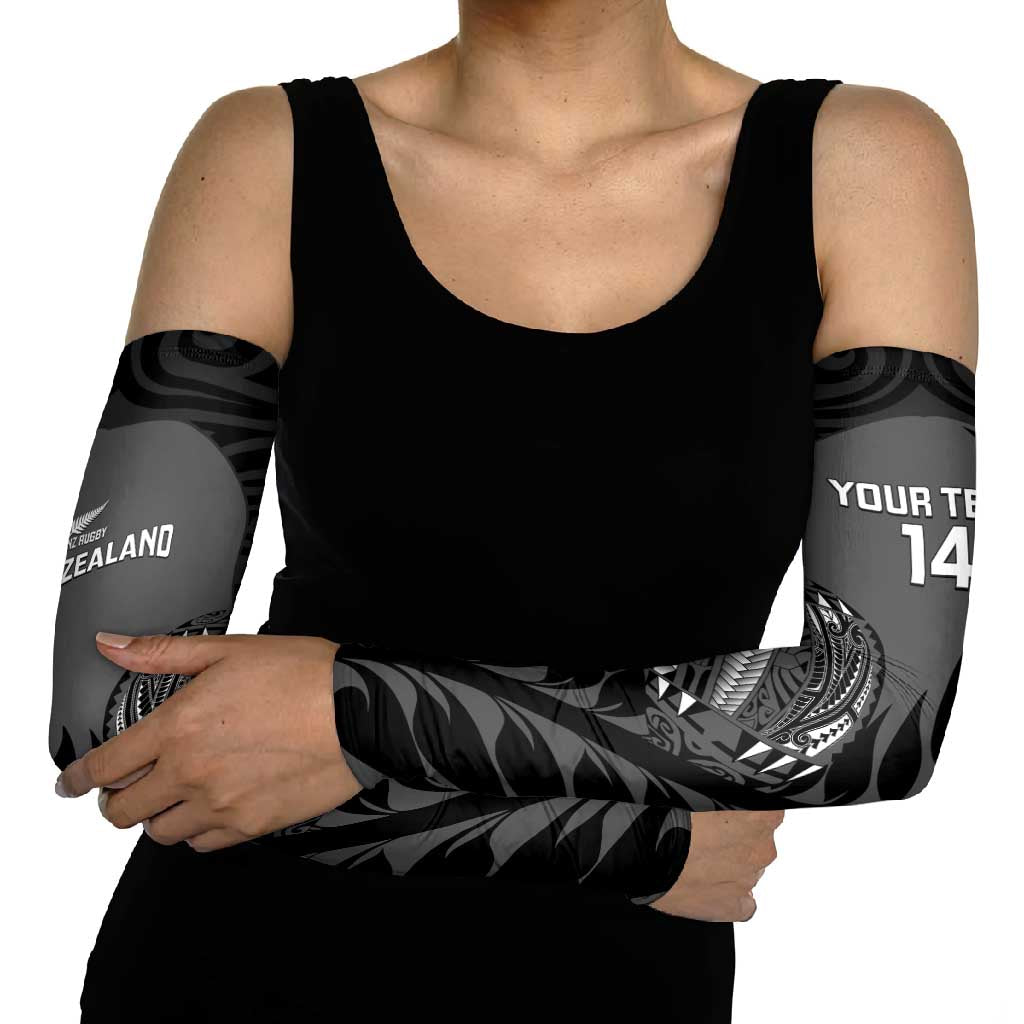 Custom New Zealand Silver Fern Rugby 2025 Arm Sleeves Go Champions Aotearoa Maori Black - Polynesian Pride
