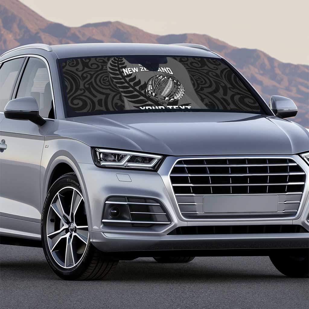 Custom New Zealand Silver Fern Rugby 2025 Auto Sun Shade Go Champions Aotearoa Maori Black - Polynesian Pride