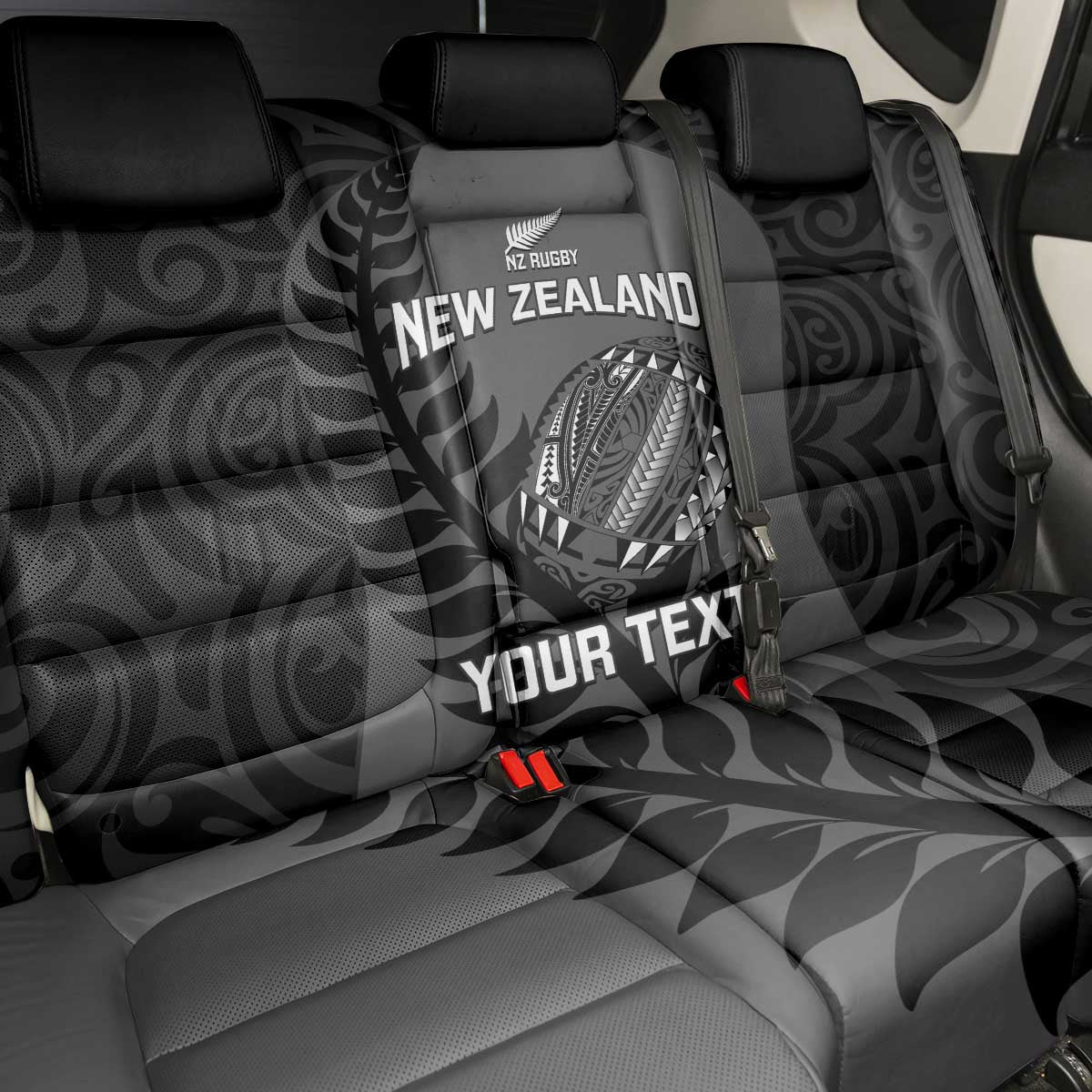 Custom New Zealand Silver Fern Rugby 2025 Back Car Seat Cover Go Champions Aotearoa Maori Black LT14 - Polynesian Pride