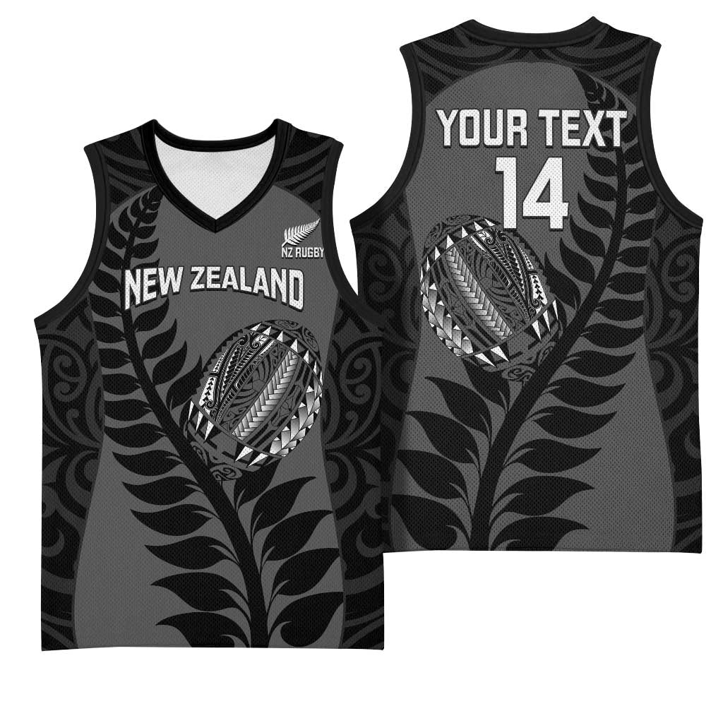 Custom New Zealand Silver Fern Rugby 2025 Basketball Jersey Go Champions Aotearoa Maori Black LT14 - Polynesian Pride