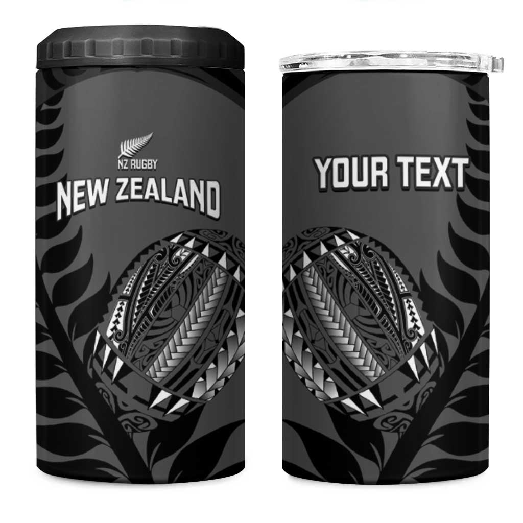Custom New Zealand Silver Fern Rugby 2025 4 in 1 Can Cooler Tumbler Go Champions Aotearoa Maori Black LT14 One Size: 16 oz Black - Polynesian Pride