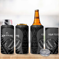 Custom New Zealand Silver Fern Rugby 2025 4 in 1 Can Cooler Tumbler Go Champions Aotearoa Maori Black LT14 - Polynesian Pride