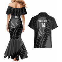 Custom New Zealand Silver Fern Rugby 2025 Couples Matching Mermaid Dress and Hawaiian Shirt Go Champions Aotearoa Maori Black LT14 - Polynesian Pride