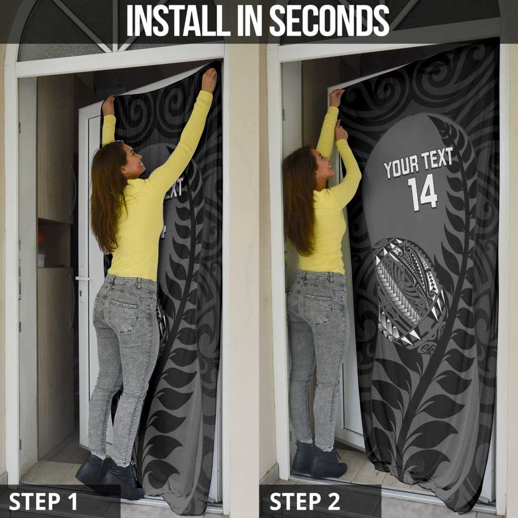 Custom New Zealand Silver Fern Rugby 2025 Door Cover Go Champions Aotearoa Maori Black LT14 - Polynesian Pride