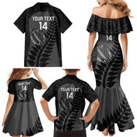 Custom New Zealand Silver Fern Rugby 2025 Family Matching Mermaid Dress and Hawaiian Shirt Go Champions Aotearoa Maori Black LT14 - Polynesian Pride