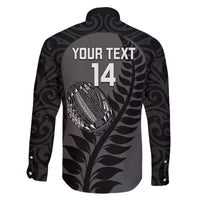 Custom New Zealand Silver Fern Rugby 2025 Family Matching Off The Shoulder Long Sleeve Dress and Hawaiian Shirt Go Champions Aotearoa Maori Black LT14 - Polynesian Pride
