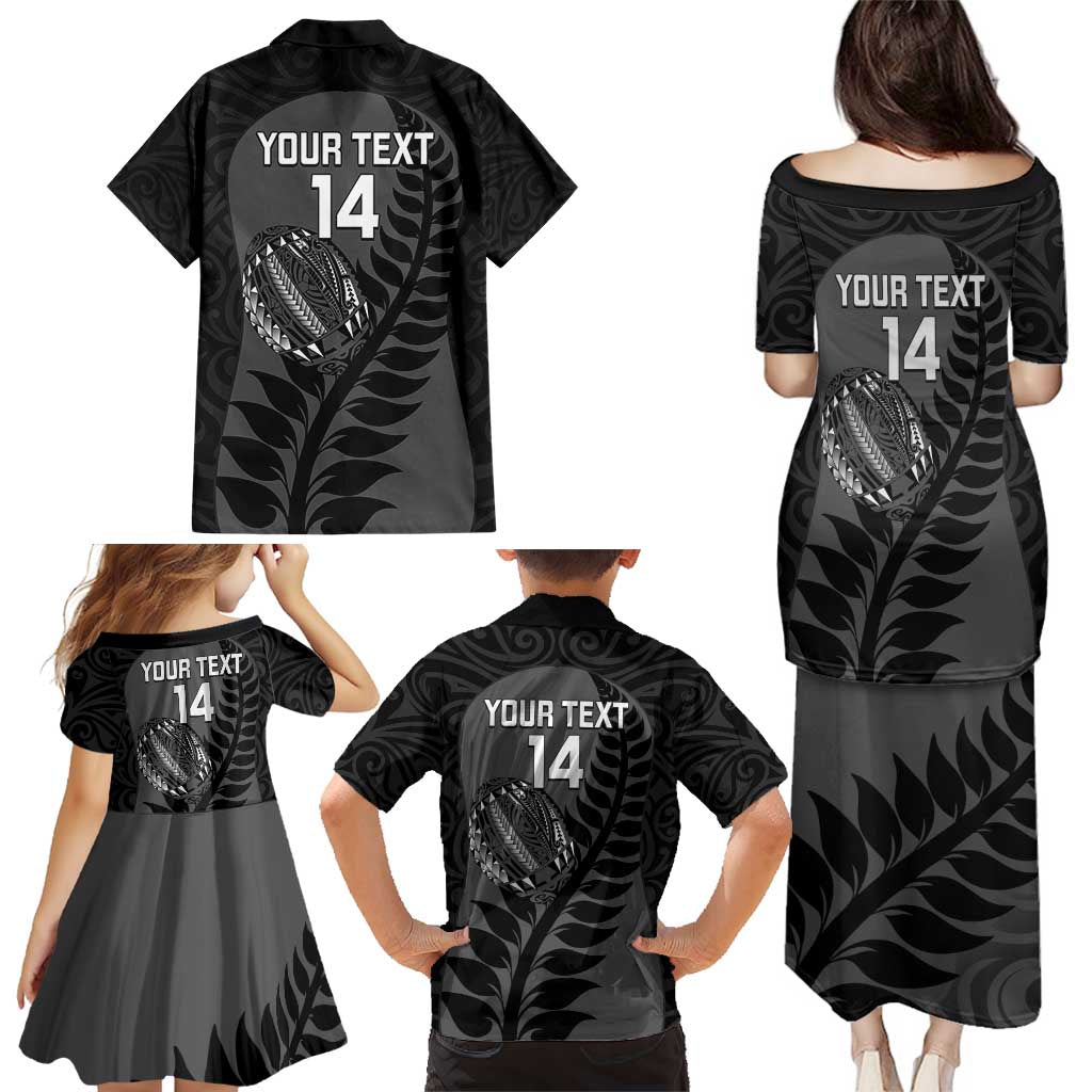 Custom New Zealand Silver Fern Rugby 2025 Family Matching Puletasi and Hawaiian Shirt Go Champions Aotearoa Maori Black LT14 - Polynesian Pride