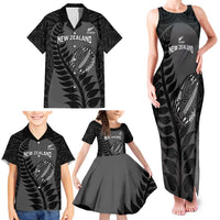 Custom New Zealand Silver Fern Rugby 2025 Family Matching Tank Maxi Dress and Hawaiian Shirt Go Champions Aotearoa Maori Black LT14 - Polynesian Pride