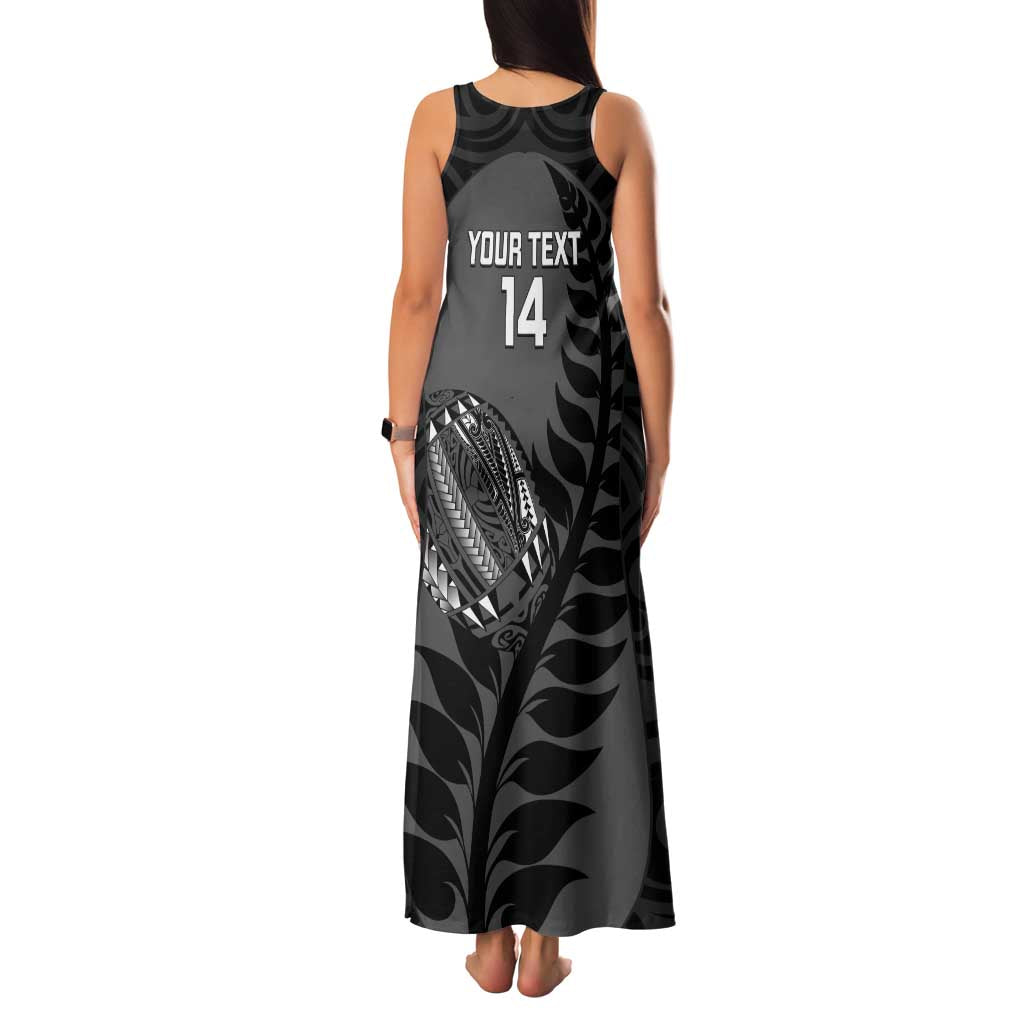 Custom New Zealand Silver Fern Rugby 2025 Family Matching Tank Maxi Dress and Hawaiian Shirt Go Champions Aotearoa Maori Black LT14 - Polynesian Pride