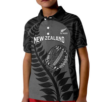 Custom New Zealand Silver Fern Rugby 2025 Kid Polo Shirt Go Champions Aotearoa Maori Black LT14 Kid Black - Polynesian Pride
