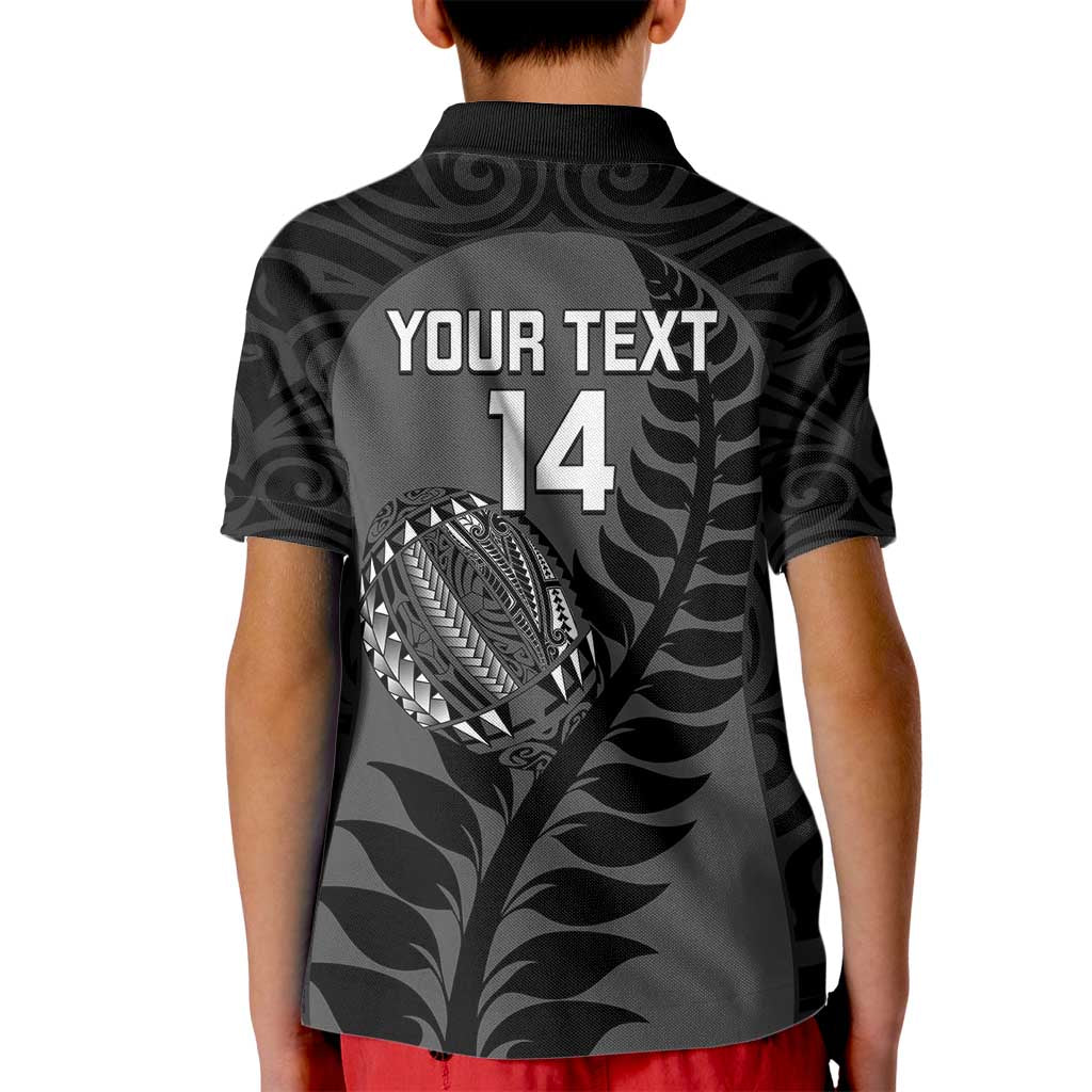 Custom New Zealand Silver Fern Rugby 2025 Kid Polo Shirt Go Champions Aotearoa Maori Black LT14 - Polynesian Pride