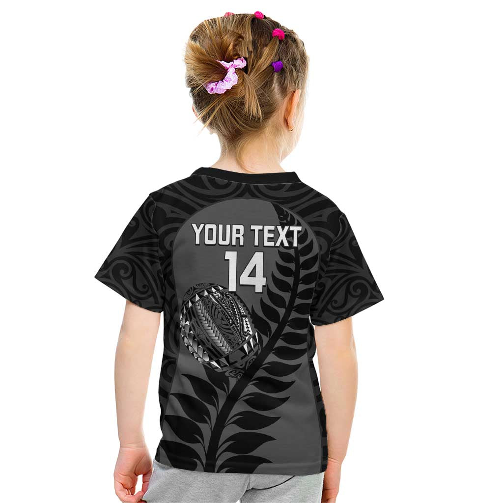 Custom New Zealand Silver Fern Rugby 2025 Kid T Shirt Go Champions Aotearoa Maori Black LT14 - Polynesian Pride