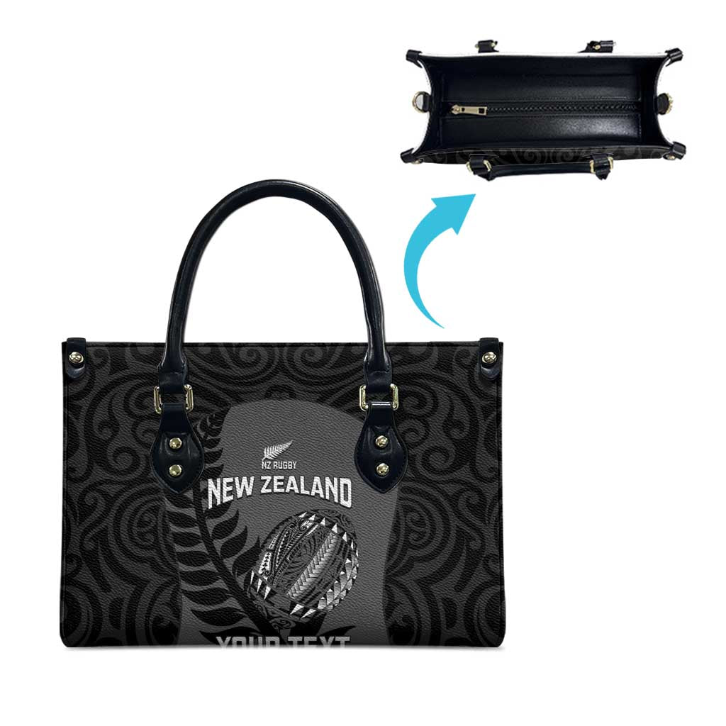 Custom New Zealand Silver Fern Rugby 2025 Leather Bag Go Champions Aotearoa Maori Black - Polynesian Pride