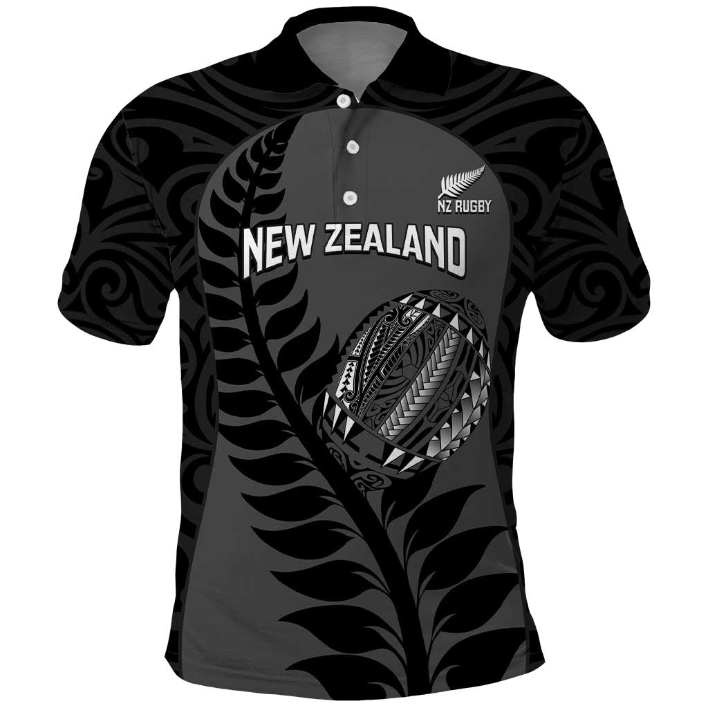 Custom New Zealand Silver Fern Rugby 2025 Polo Shirt Go Champions Aotearoa Maori Black LT14 Black - Polynesian Pride